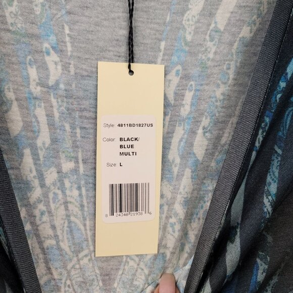 Robert Kitchen Canada Womens Long Sleeve Peacock Print Asymmetrical Top L New - Picture 8 of 12